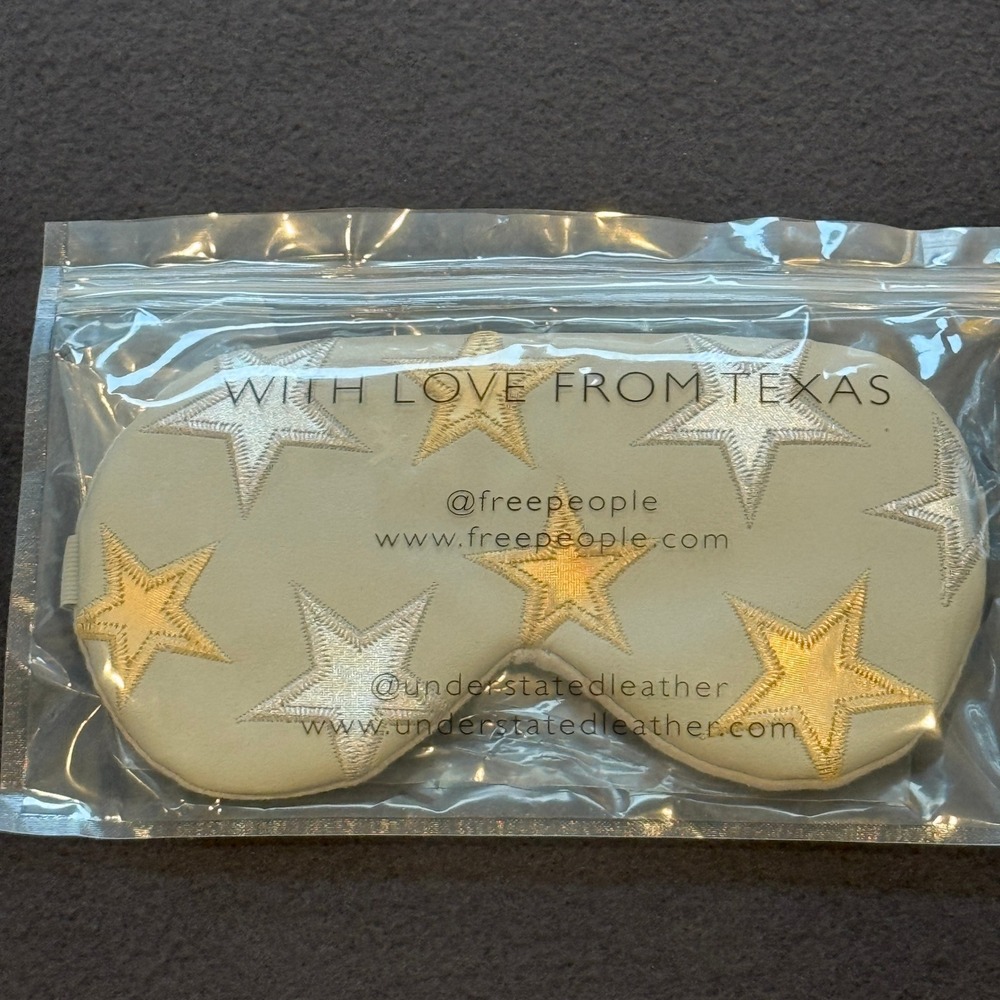 Free People x Understated Leather Eye Mask Womens OS Cream Star Embroidered NEW